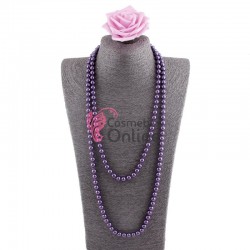 Colier  elegant AS45NN cu perle din sticla Mov